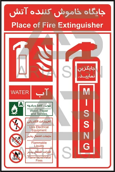 تابلوی جایگاه خاموش کننده آتش