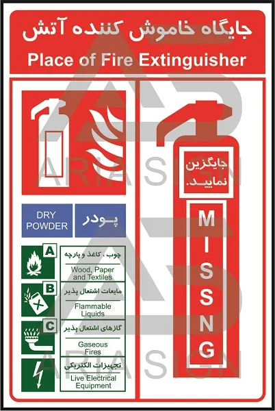 تابلوی جایگاه خاموش کننده آتش